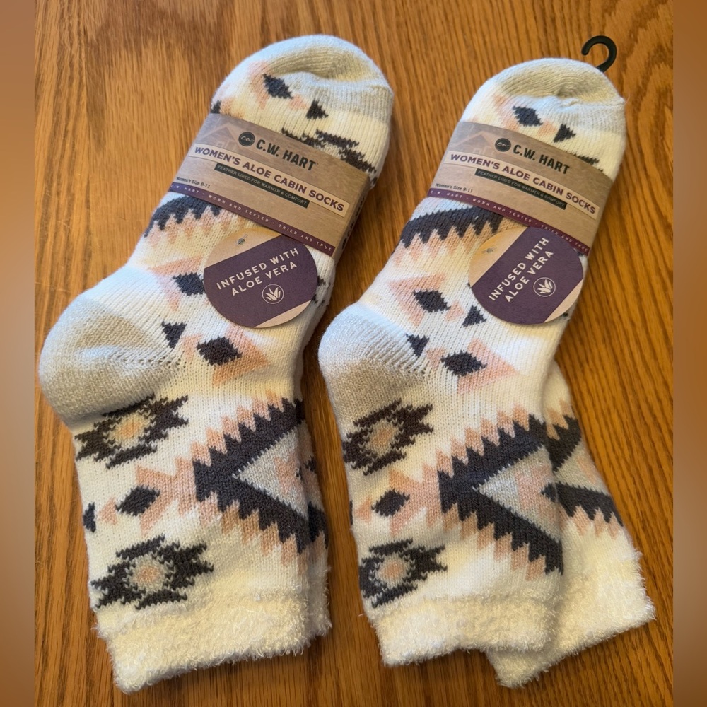 2  (SELLING SEPARATELY) C.W. Hart Women's Aloe Infused Cabin Socks